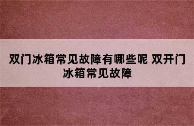 双门冰箱常见故障有哪些呢 双开门冰箱常见故障